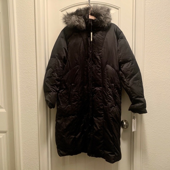 Calvin Klein Jackets & Blazers - Calvin Klein Long Black Puffer Grey Faux Fur Duck Down Feather Jacket Coat 1X